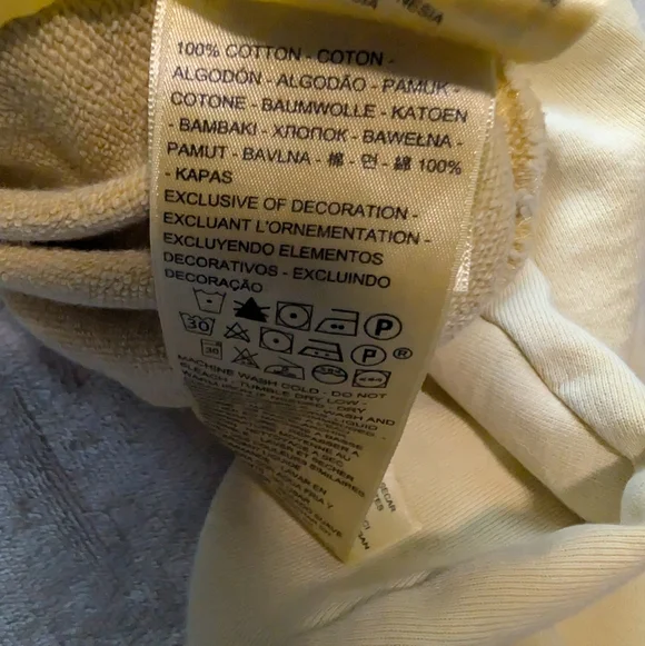 Levi's Yellow Distressed Cotton Hoodie Sweatshirt Sz L Athleisure Lounge Classic - Picture 5 of 13